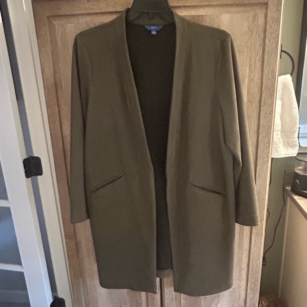 Apt. 9 XL Faux Suede Car Coat Dark Olive Women's Blazer